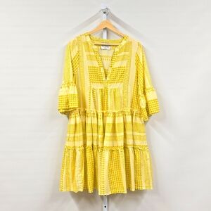 Anthropologie Yellow Ruffled Tiered Sundress